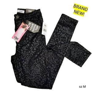 YMI NEW Hide Ur Muffin Top Black Coated Cheetah Hi Rise Tight Curve Hug Jeans